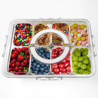 Snackle Box Container,Divided Serving Tray with Lid and Handle,8 Compartment Candy, Fruit,veggie and Plastic Snack Tray Conta...