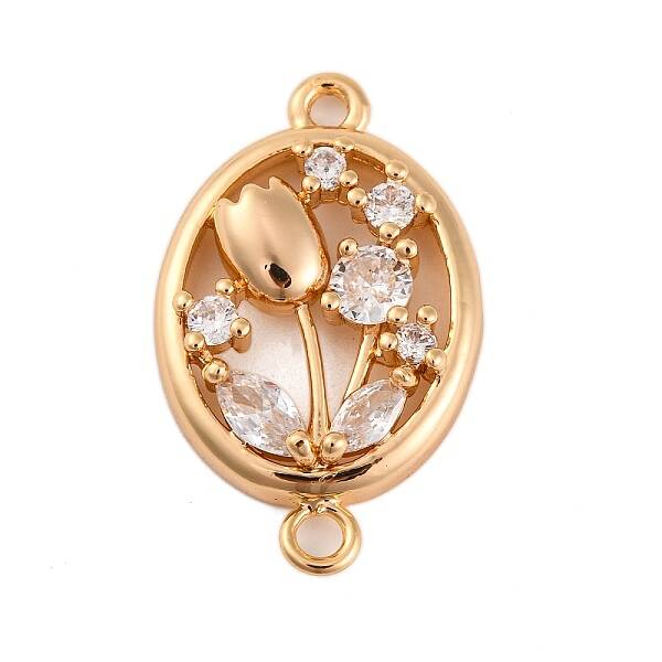 Brass Pave Clear Cubic Zirconia Connector Charms