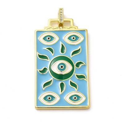 Brass Micro Pave Cubic Zirconia Pendant with Enamel
