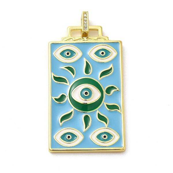 Brass Micro Pave Cubic Zirconia Pendant with Enamel