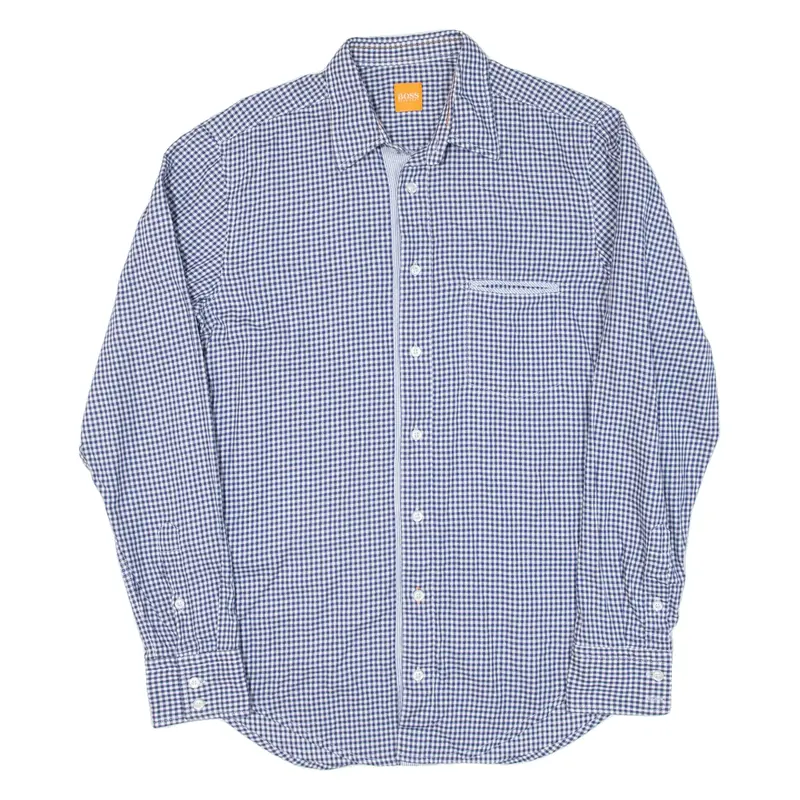 BOSS HUGO BOSS Mens Shirt Blue Check Long Sleeve S