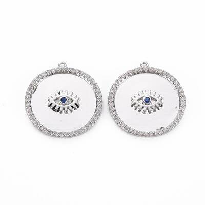 Brass Micro Pave Blue Cubic Zirconia Pendants