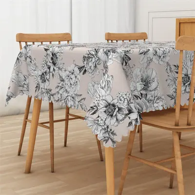 Repeat Retro Floral Pattern Art Rectangle Tablecloth - Aperturee