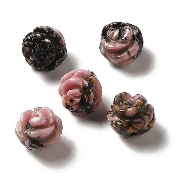 Natural Rhodonite Carved Flower Scattered Beads