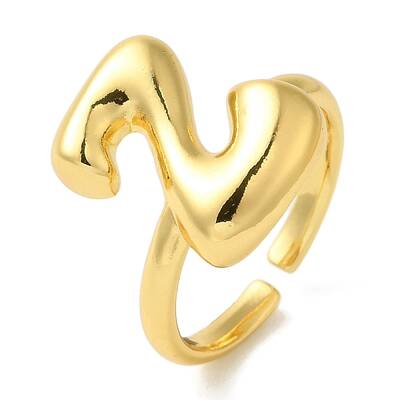 Initials Brass Open Cuff Ring for Women