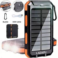 10000mAh 5V2A Fast Charging Multifunctional Solar Panel Power Bank with Ultra-bright LED Light, Large Capacity Rechargeable P...