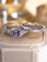 Luxury Artificial Zircon Decorated Ring Set, Exquisite Wedding Engagement Rings Jewelry for Couple, Fashion Accessories for M...