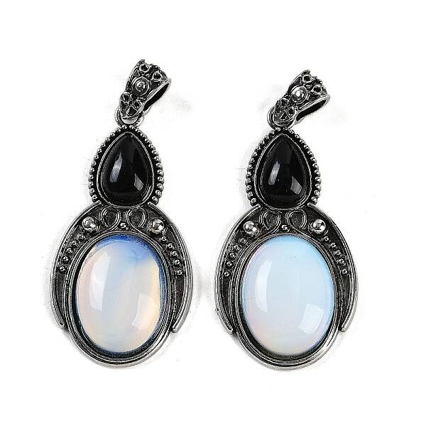 Opalite & Natural Obsidian Pendants