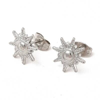 Non-Tarnish 304 Stainless Steel Sun Stud Earrings for Women