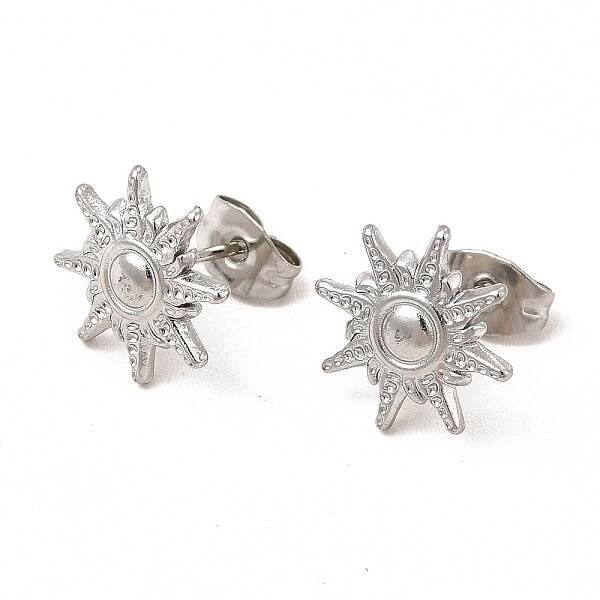 Non-Tarnish 304 Stainless Steel Sun Stud Earrings for Women