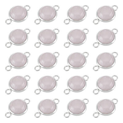 20Pcs Natural Rose Quartz Connector Charms