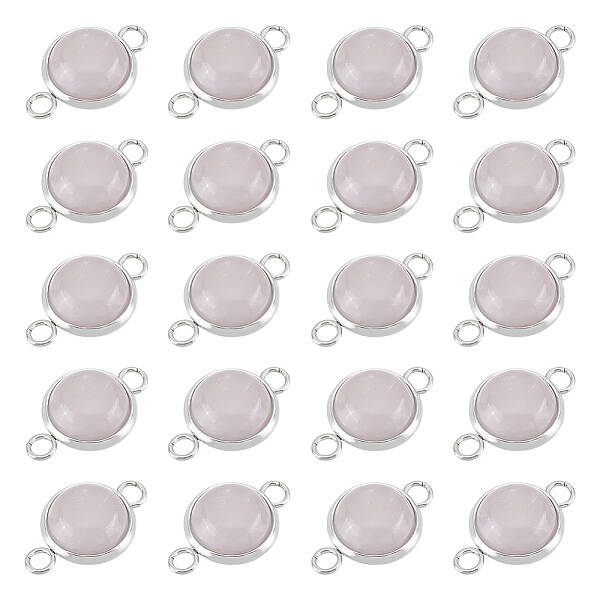 20Pcs Natural Rose Quartz Connector Charms