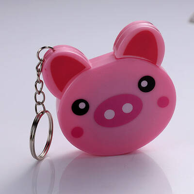 Pig Plastic Tape Measure Keychain