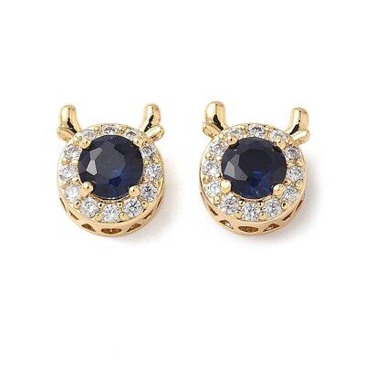Brass Micro Pave Cubic Zirconia Beads