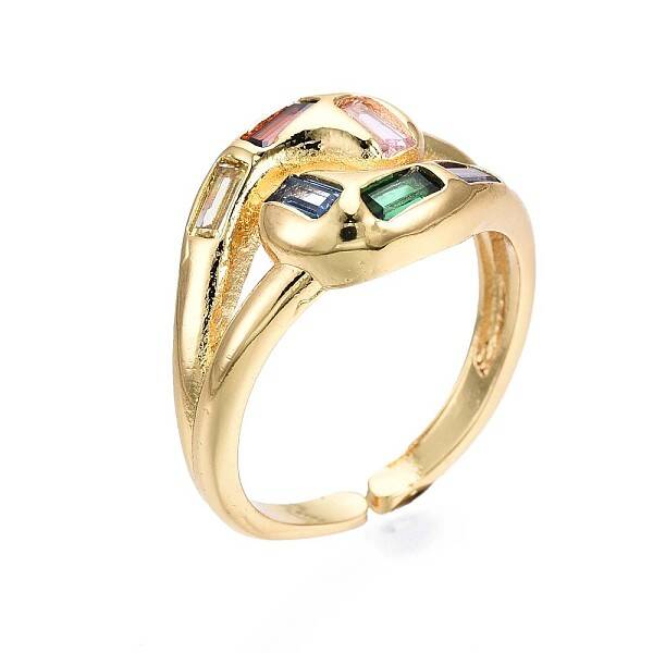 Brass Micro Pave Cubic Zirconia Cuff Rings