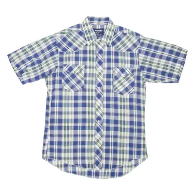 WRANGLER Cowboy Cut Mens Shirt Blue Check S