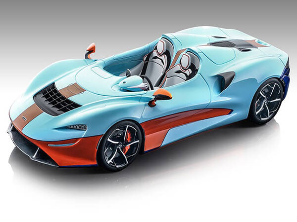 2020 McLaren Elva Convertible Light Blue with Orange Accents \