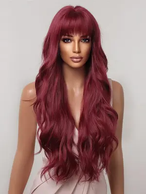 26 Inch Long Curly Wavy Wigs for Women, Summer 2024 Gorgeous Easy to Wear Fluffy Wigs with Bangs, Synthetic Full Machine Wi...