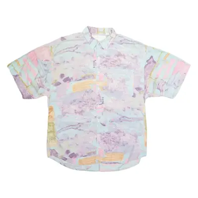 Mens Shirt Blue Crazy Pattern XL