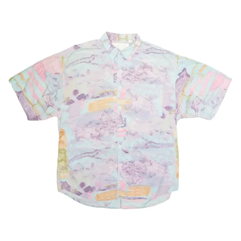 Mens Shirt Blue Crazy Pattern XL