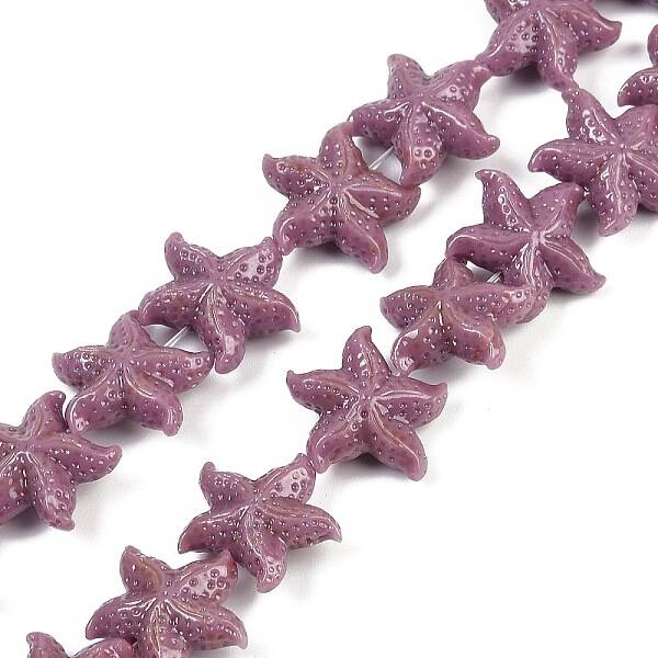 Synthetic Coral Dyed Carved Beads Strands