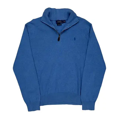 Polo By Ralph Lauren 1/4 Zip - Large Blue Cotton