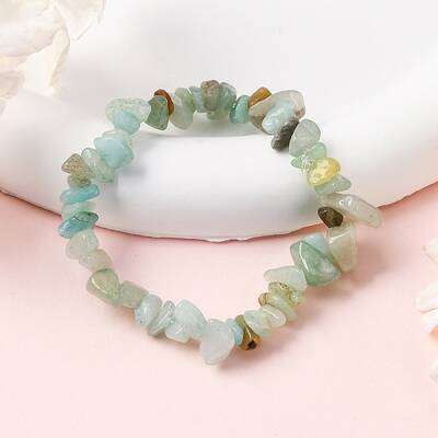 Unisex Chip Natural Flower Amazonite Beaded Stretch Bracelets