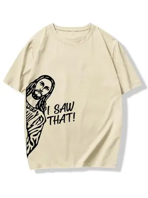 Men's Figure & Letter Print Round Neck Tee, Casual Regular Fit Short Sleeve Crew Neck T-shirt for Summer, Summer Clothes, Men...