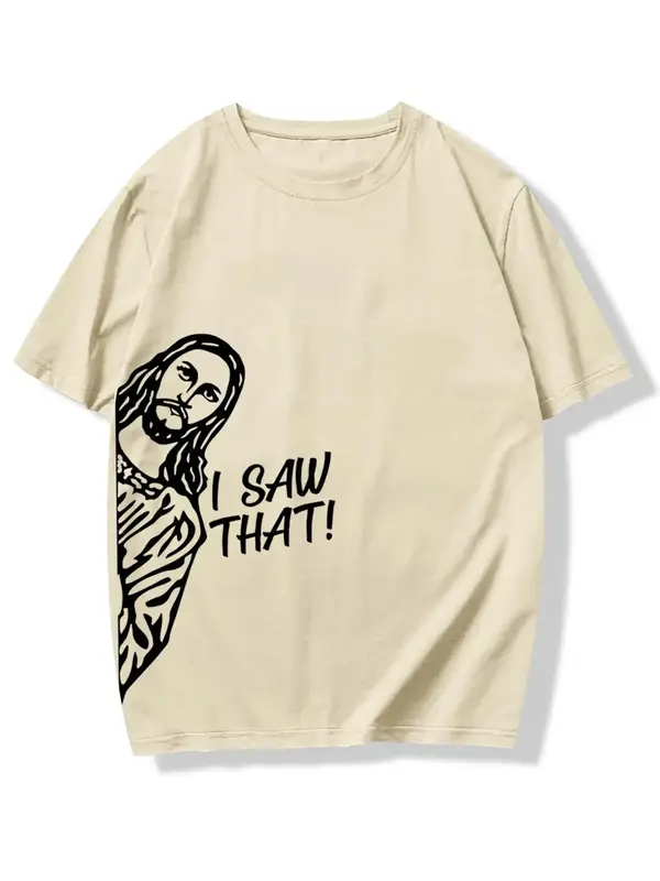 Men's Figure & Letter Print Round Neck Tee, Casual Regular Fit Short Sleeve Crew Neck T-shirt for Summer, Summer Clothes, Men...