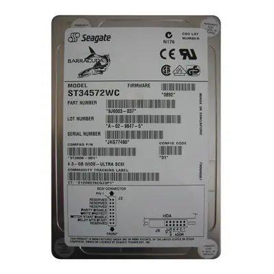 9J6003-037 Seagate 4.55GB Ultra WIDE SCSI 7200 3.5-inch 512KB Hard Drive