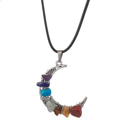 Tibetan Style Alloy Moon Pendant Necklace