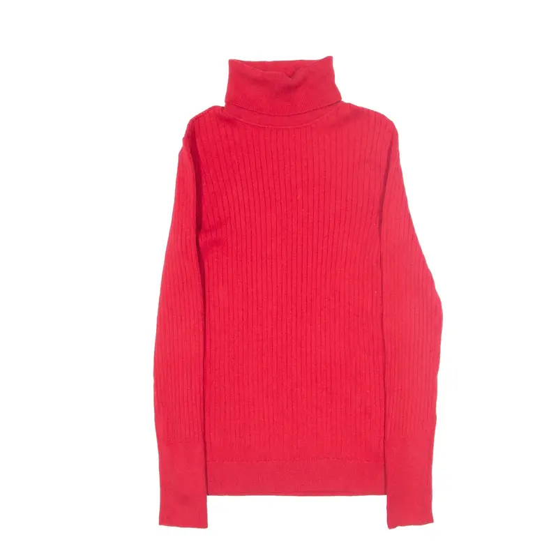TALBOTS Super Stretch Jumper Red Tight Knit Roll Neck Womens S