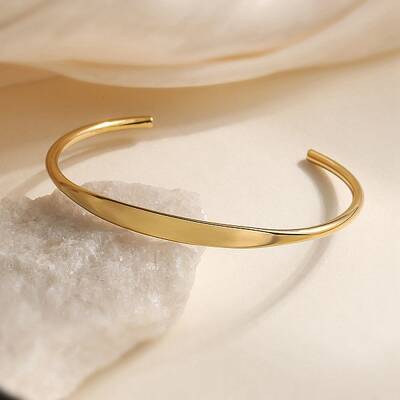 Simple 304 Stainless Steel Cuff Bangles for Women