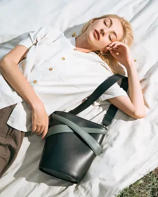 Cage Bucket Bag | Color: Black x Thyme