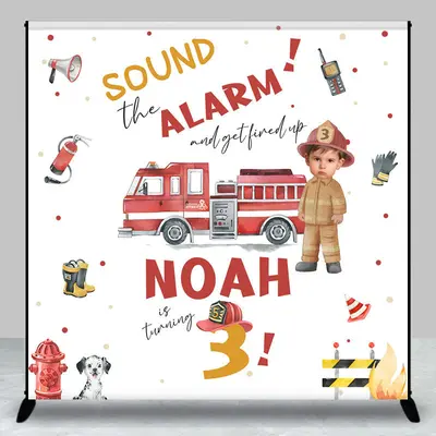 Aperturee Sound Alarm Firefighting Custom 3rd Birthday Backdrop - Aperturee