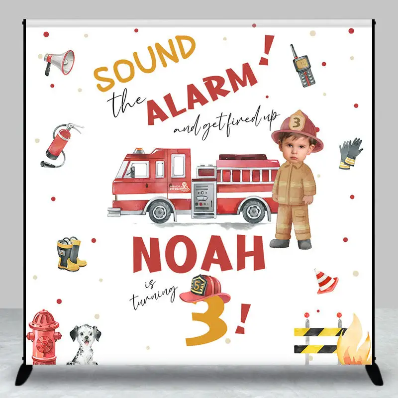 Aperturee Sound Alarm Firefighting Custom 3rd Birthday Backdrop - Aperturee