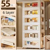 [No import/export fees]6layer New 78(gallon)/Extra Large Foldable Storage Box with Multi-Tier and Doors: Stackable Storage Co...