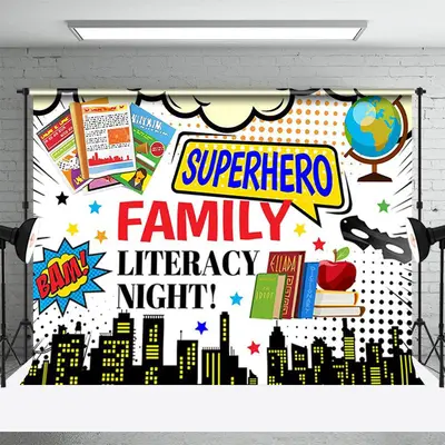 Family Literacy Night Books World Book Day Backdrop - Aperturee