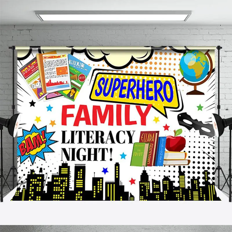 Family Literacy Night Books World Book Day Backdrop - Aperturee