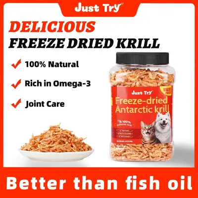 FREEZE-DRIED  Antarctic Krill  for Cats Pure Natural Single-Ingredient Cat Treats –High-Protein Cat Treats Omega-3 Fish Oil...