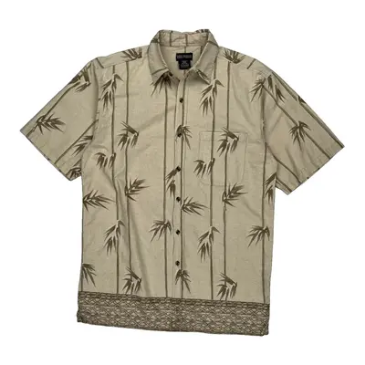 Faded Glory Hawaiian Shirt - Medium Beige Cotton
