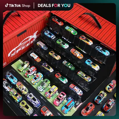 48 PCS Pull Back Race Cars Playset Toy Kit with Box Gift for Kids: Random Pattern Car Toys– Unique Car Collection Garage Mi...