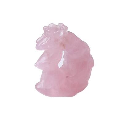 Natural Rose Quartz Carved Nine-tailed Fox Figurines Statues for Home Office Desktop Decoration