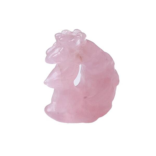 Natural Rose Quartz Carved Nine-tailed Fox Figurines Statues for Home Office Desktop Decoration