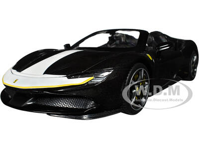 Ferrari SF90 Spider Assetto Fiorano Black Metallic with White Stripes \