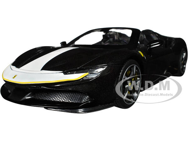 Ferrari SF90 Spider Assetto Fiorano Black Metallic with White Stripes \