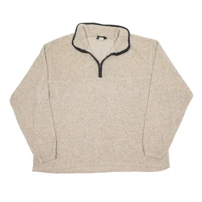 MOCKEY TOWN Teddy Fur Fleece Beige 1/4 Zip Womens 2XL