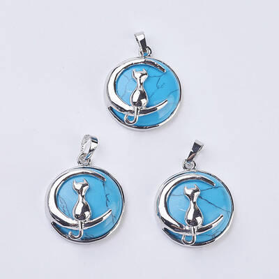 Synthetic Turquoise Kitten Pendants