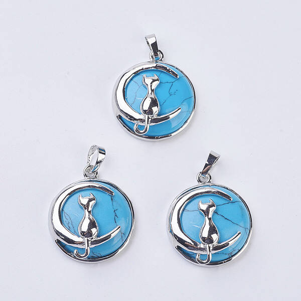 Synthetic Turquoise Kitten Pendants