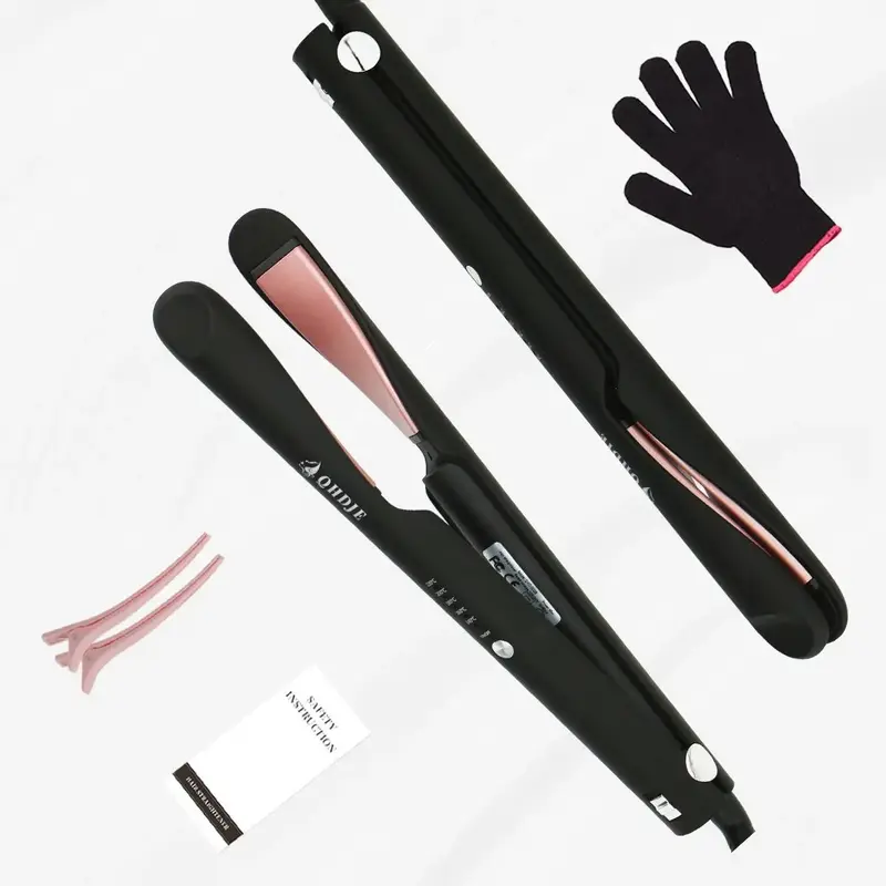 2 In 1 Hair Curler & Hair Straightener, Heated Hair Curls Wand, Hair Curling Iron with Glove and Hair Clips, Electric Heated ...